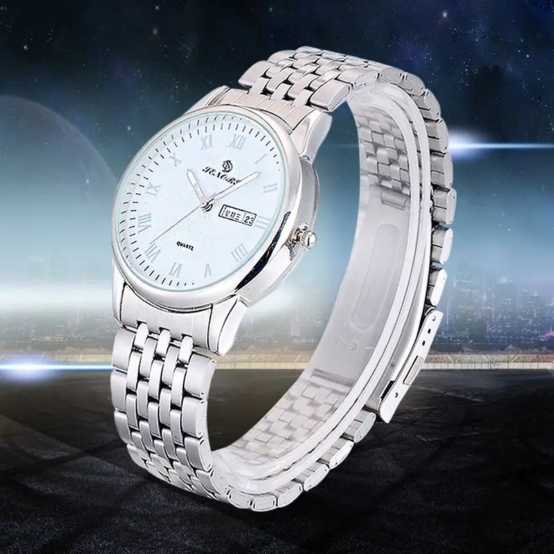 Luxury Watch Reloj Hombre Men Stainless Steel Band Quartz Analog Wrist Watch Watches Relogio Masculino Feida 2