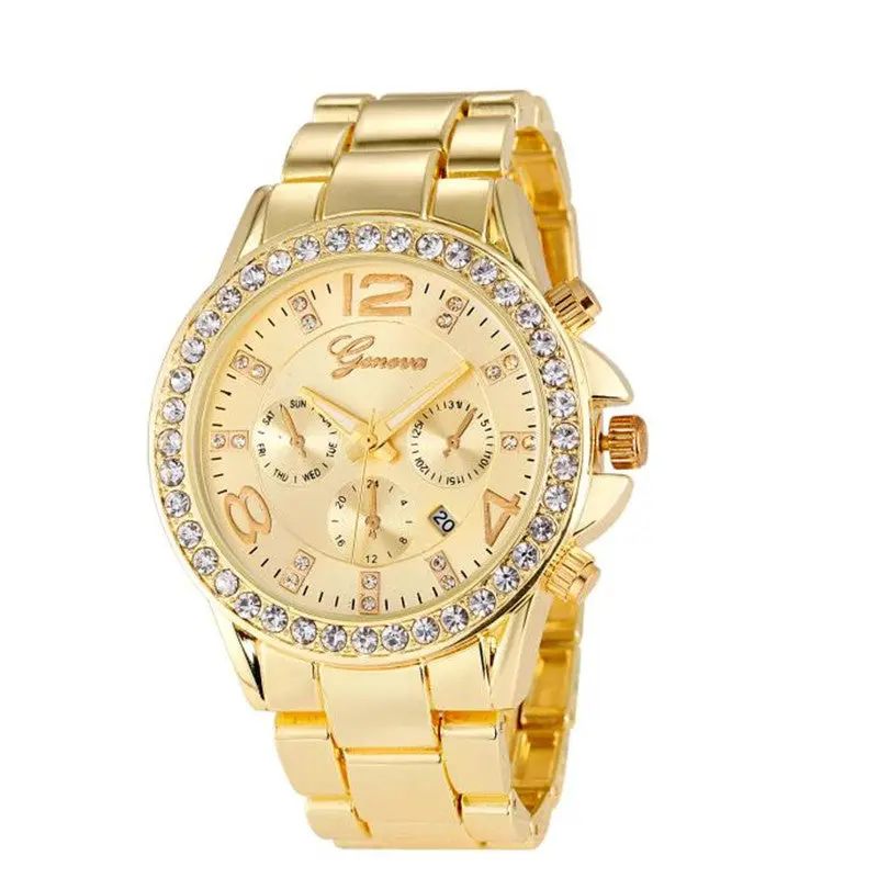 Luxury Watch Rose Gold Ladies Quartz Sport Military Stainless Steel Dial Leather Band Wrist Watch Men Feida 1