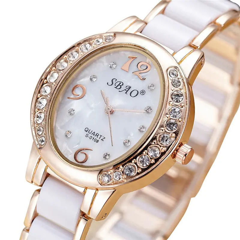 Luxury Watch Women Sbao Crystals Ladies Wrist Watch Women Quartz Wrist Watch Bracelet Relogio Feminino 2