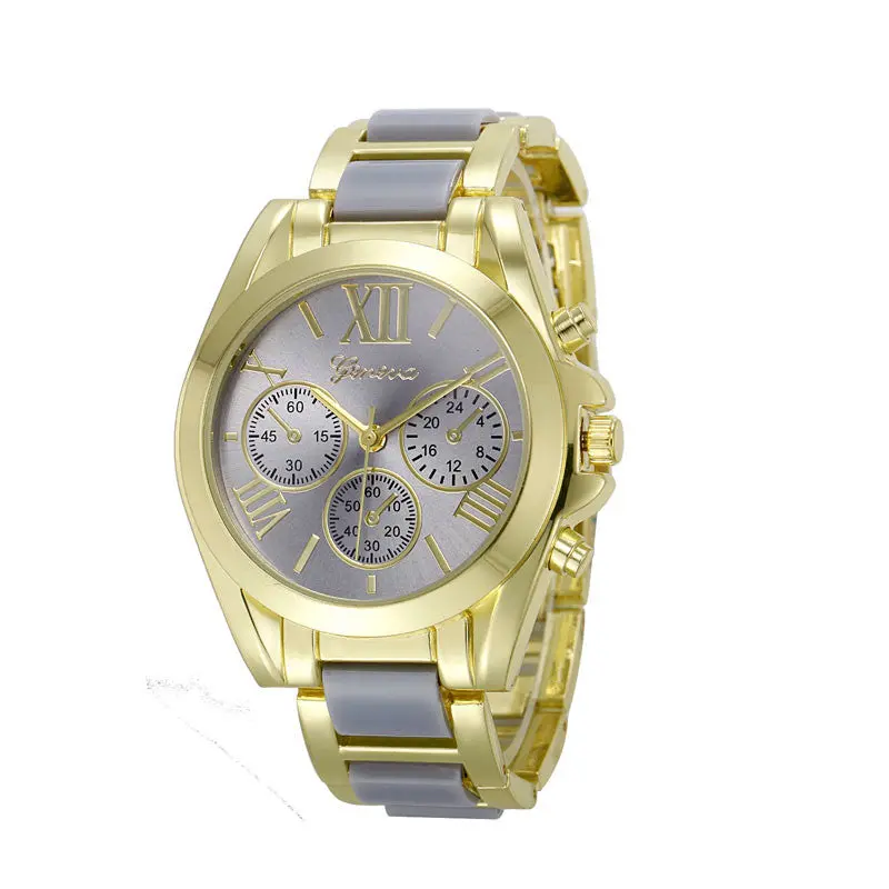 Luxury Watches Women Geneva Quartz Analog Wristwatch Golden Band Roman Numerals Dial Watch Relogio Feminino 10 Color 10