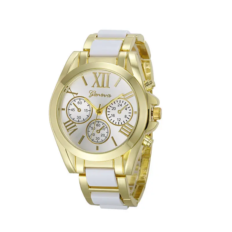 Luxury Watches Women Geneva Quartz Analog Wristwatch Golden Band Roman Numerals Dial Watch Relogio Feminino 10 Color 2