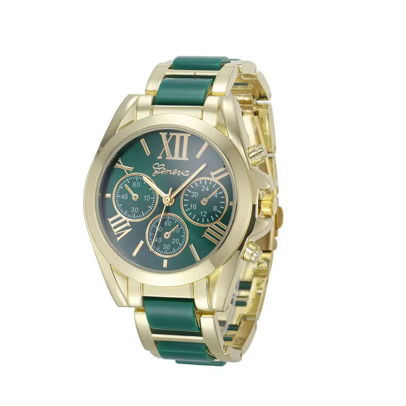 Luxury Watches Women Geneva Quartz Analog Wristwatch Golden Band Roman Numerals Dial Watch Relogio Feminino 10 Color 3