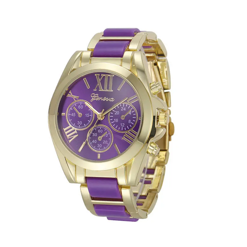 Luxury Watches Women Geneva Quartz Analog Wristwatch Golden Band Roman Numerals Dial Watch Relogio Feminino 10 Color 4