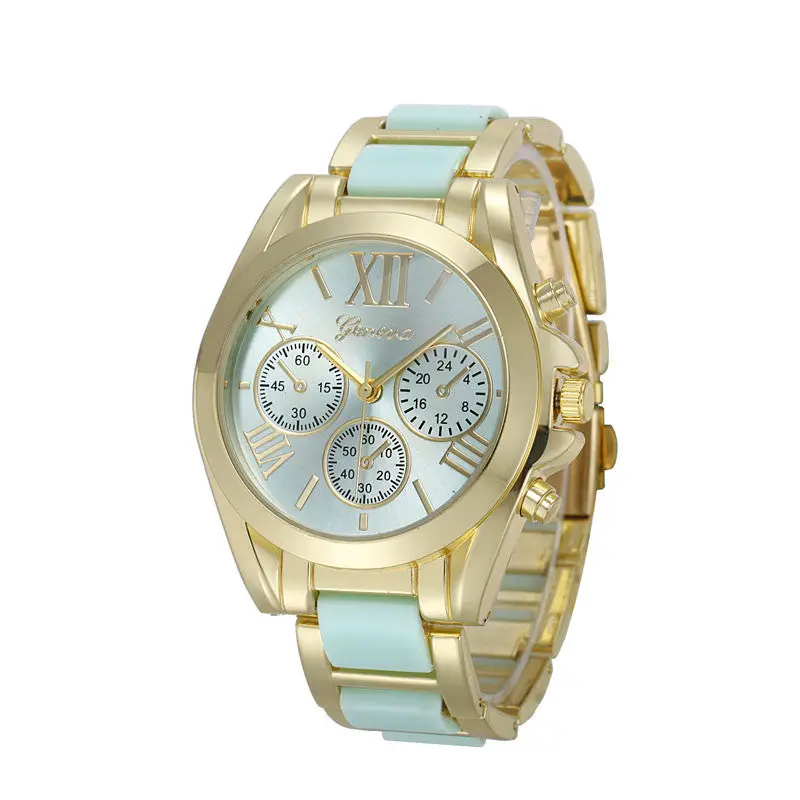 Luxury Watches Women Geneva Quartz Analog Wristwatch Golden Band Roman Numerals Dial Watch Relogio Feminino 10 Color 5