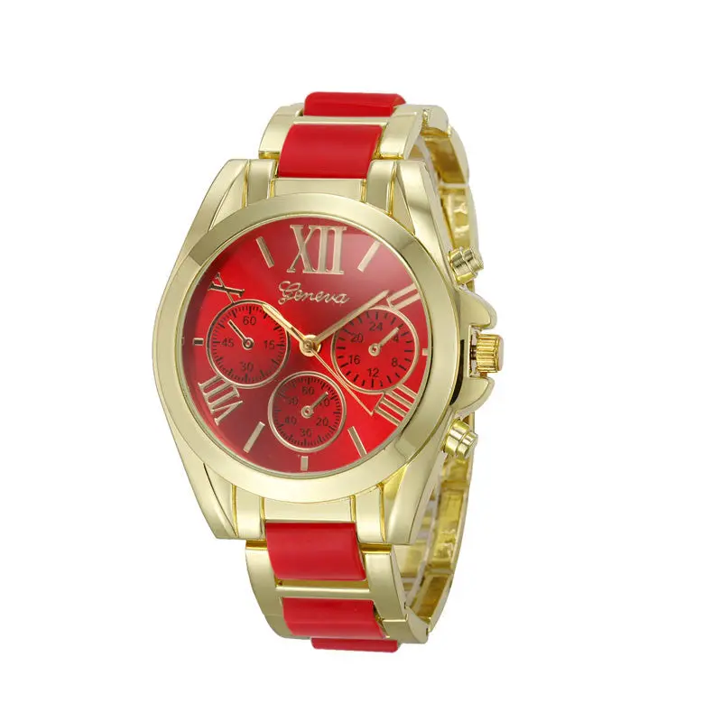 Luxury Watches Women Geneva Quartz Analog Wristwatch Golden Band Roman Numerals Dial Watch Relogio Feminino 10 Color 6
