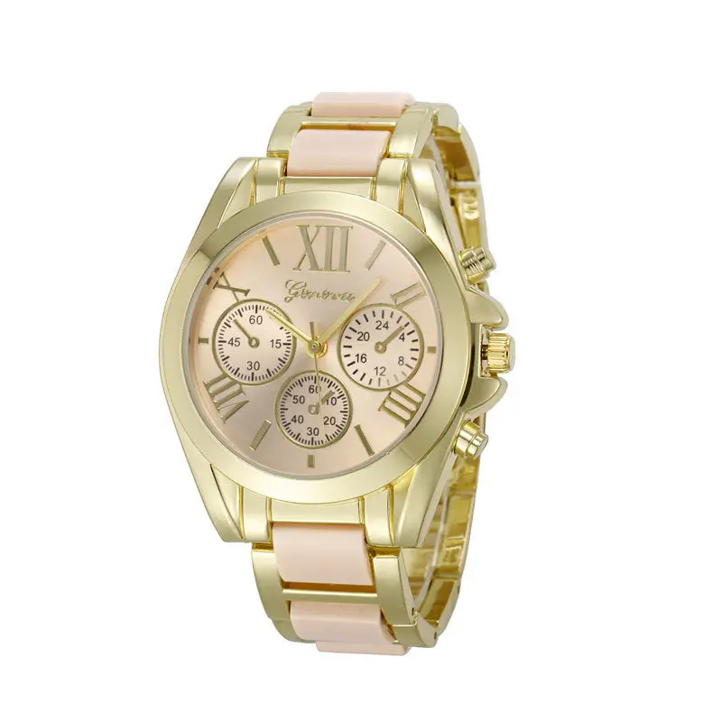 Luxury Watches Women Geneva Quartz Analog Wristwatch Golden Band Roman Numerals Dial Watch Relogio Feminino 10 Color 7