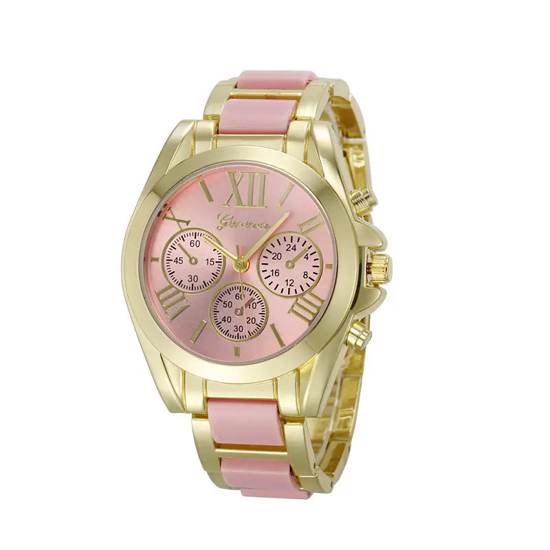 Luxury Watches Women Geneva Quartz Analog Wristwatch Golden Band Roman Numerals Dial Watch Relogio Feminino 10 Color 8