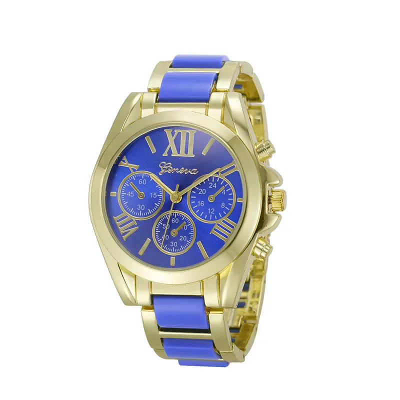 Luxury Watches Women Geneva Quartz Analog Wristwatch Golden Band Roman Numerals Dial Watch Relogio Feminino 10 Color 9