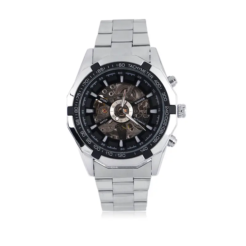 Luxury Waterproof Automatic Skeleton Mechanical Wristwatches Stainless Steel Band Relogio Masculino 1