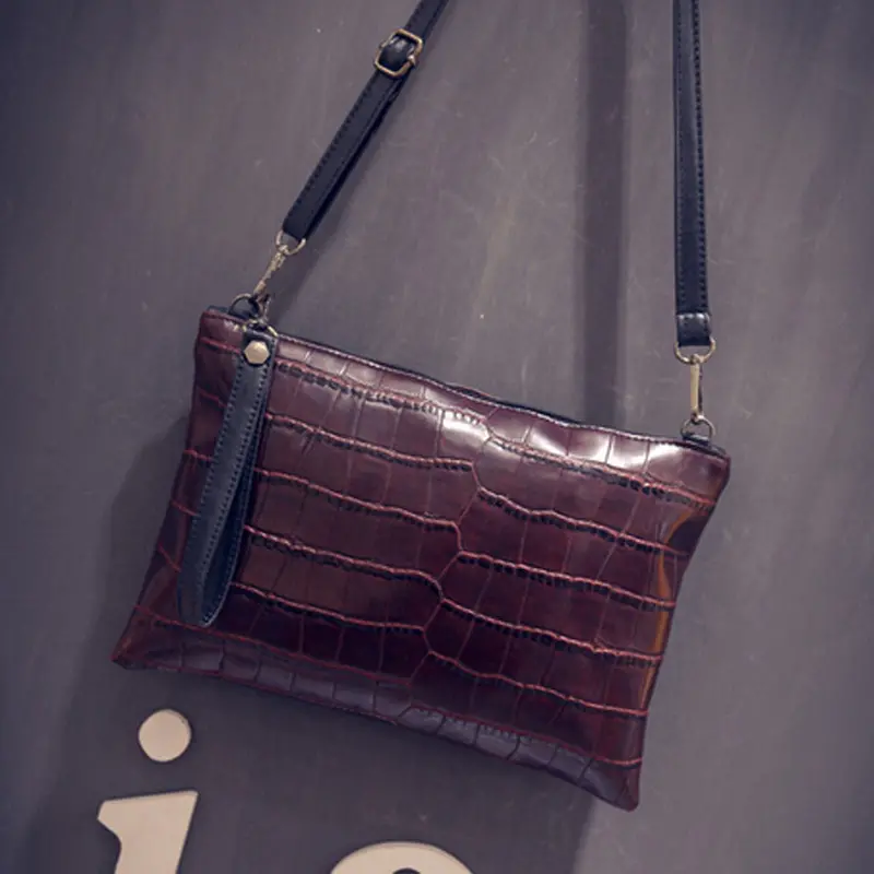 Luxury Wild Women's Hbags Zipper Crocodile Pu Leather Cross Body Clutch Shoulder Messenger Bag 2