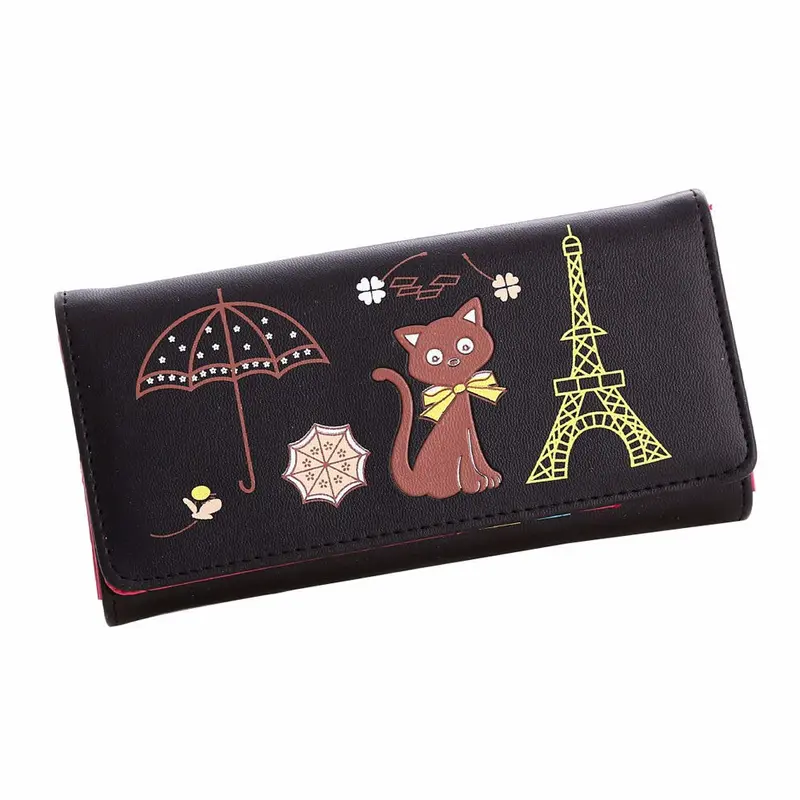 Luxury Women Girl Cat Tower Coin Pu Leather Office Tote Bags Purse Wallet Card Holders Wallets 1