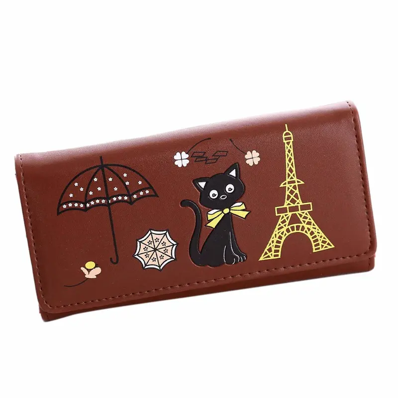 Luxury Women Girl Cat Tower Coin Pu Leather Office Tote Bags Purse Wallet Card Holders Wallets 3