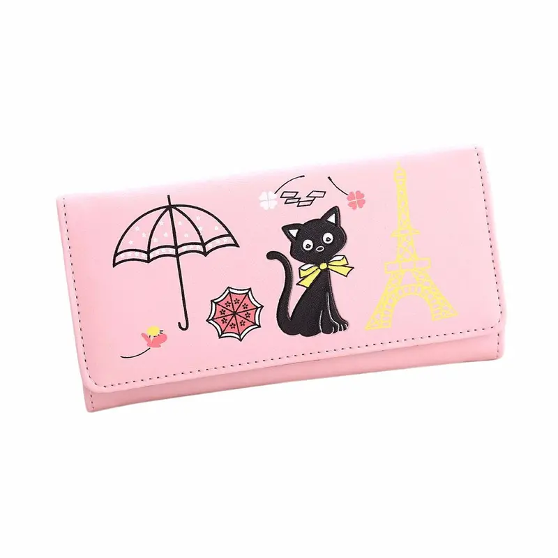 Luxury Women Girl Cat Tower Coin Pu Leather Office Tote Bags Purse Wallet Card Holders Wallets 4