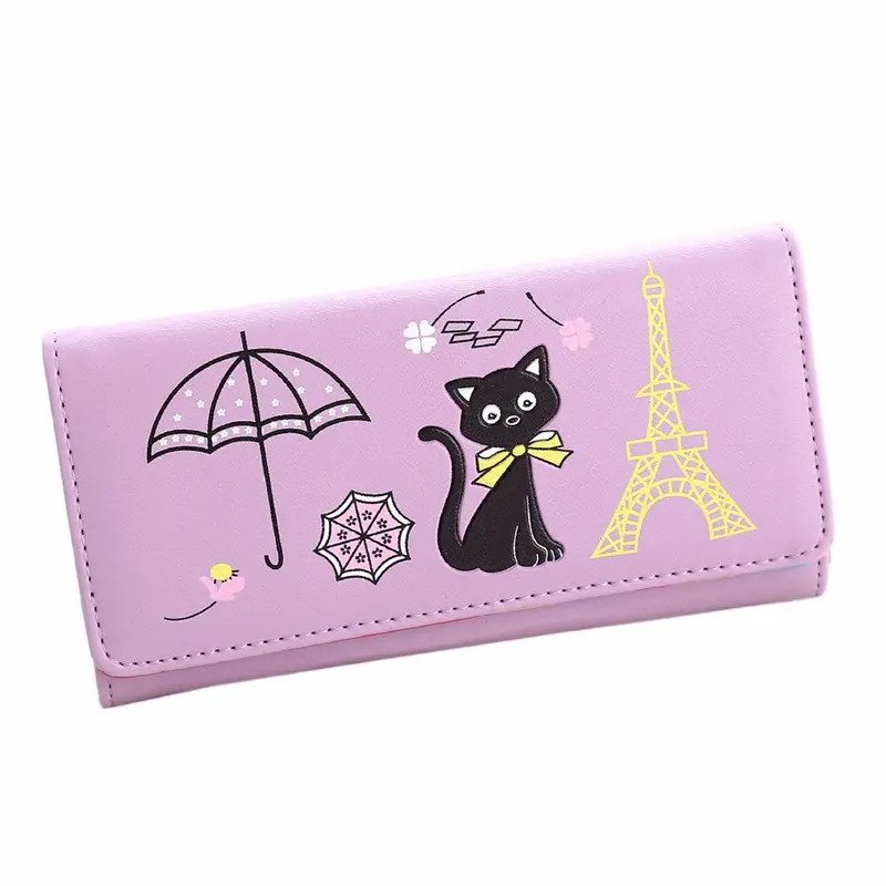 Luxury Women Girl Cat Tower Coin Pu Leather Office Tote Bags Purse Wallet Card Holders Wallets 5