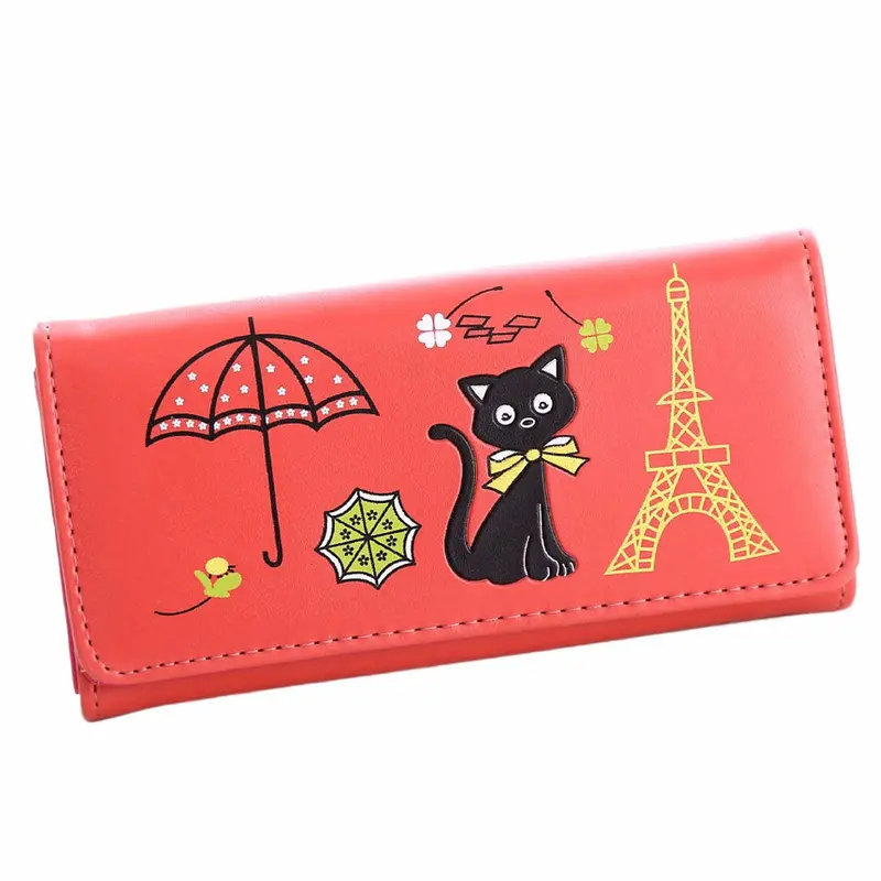 Luxury Women Girl Cat Tower Coin Pu Leather Office Tote Bags Purse Wallet Card Holders Wallets 6