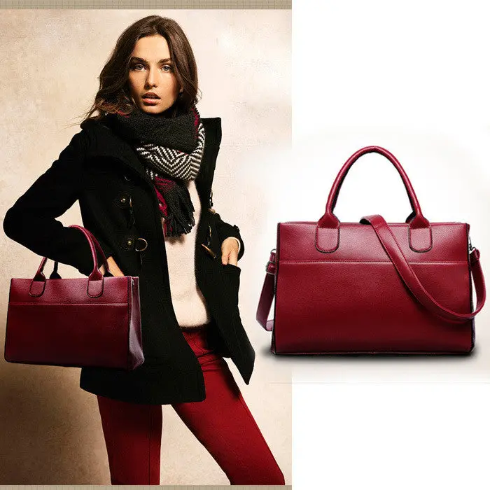 Luxury Women Leather Handbag Shoulder Bag Large Casual Tote Satchel Design Handbags 1