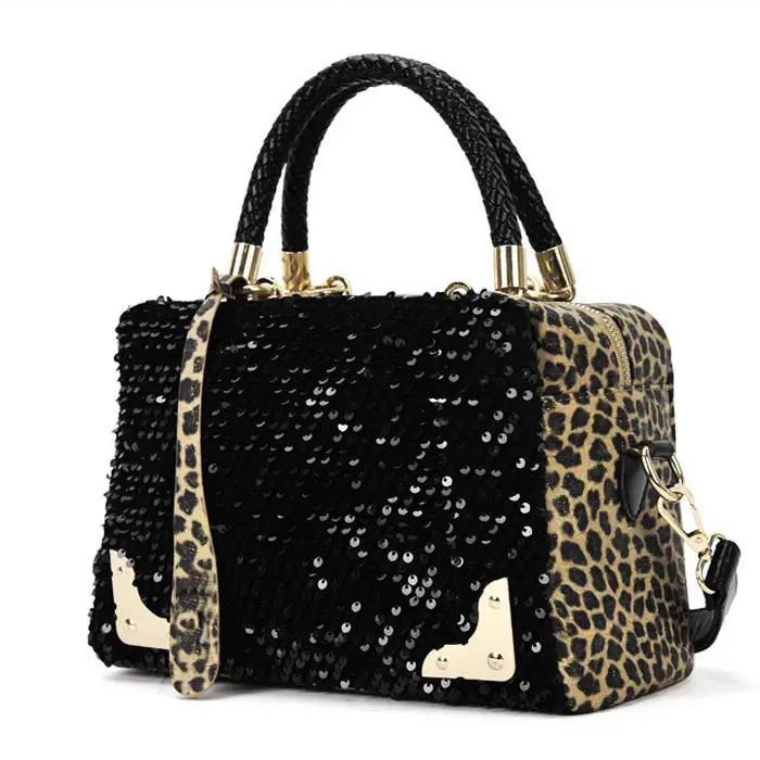 Luxury Women Sequin Leopard Messenger Cross Shoulder Bag Hbag Tote Casual Bolsa Shopping Bags Big 1
