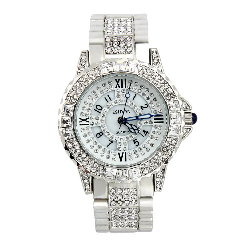 Luxury Women Watches Rhinestone Ceramic Crystal Silver Quartz Watches Lady Dress Watch Relogio Feminino Feida 1