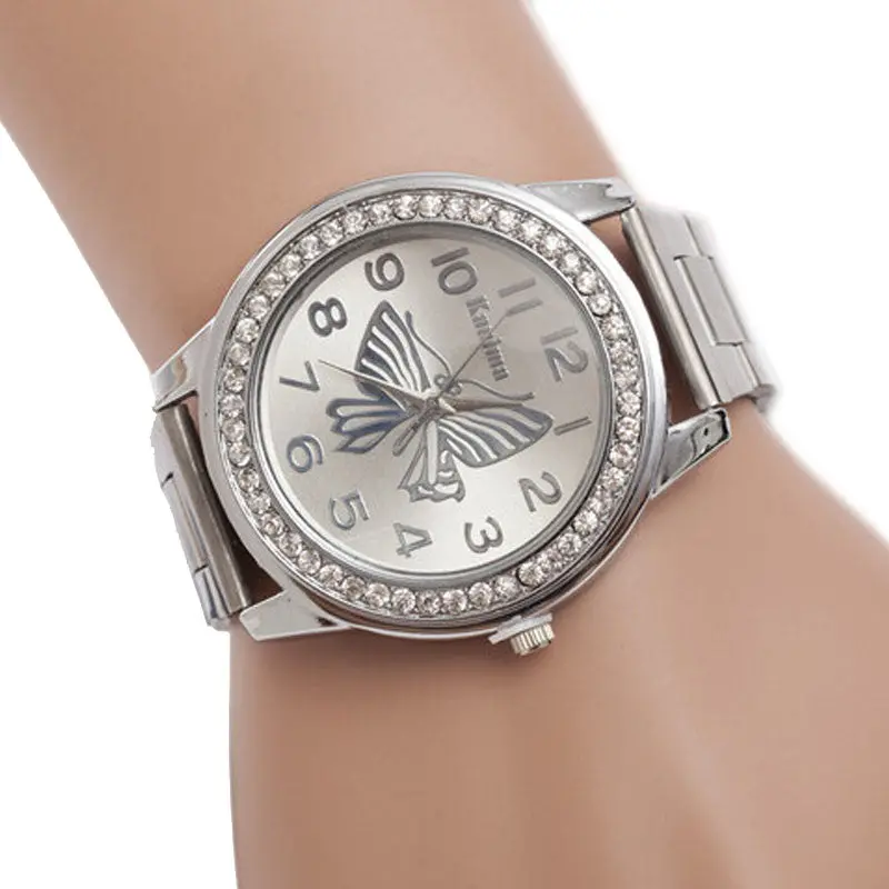 Luxury Women Wathes Butterfly Pattern Sport Quartz Wrist Hour Bracelet Big Dial Gold Watch Relojes Mujer 2
