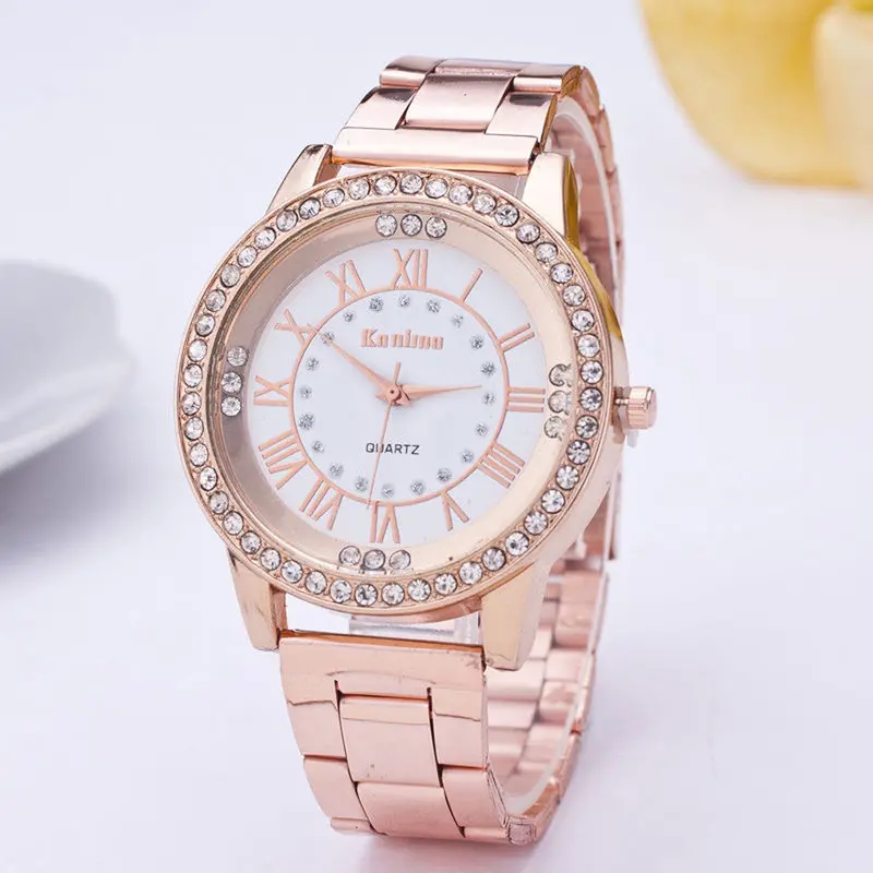 Luxury Women's Men's Watch Crystal Rhinestone Stainless Steel Analog Quartz Wrist Watch Mujer Relogio Reloj 1