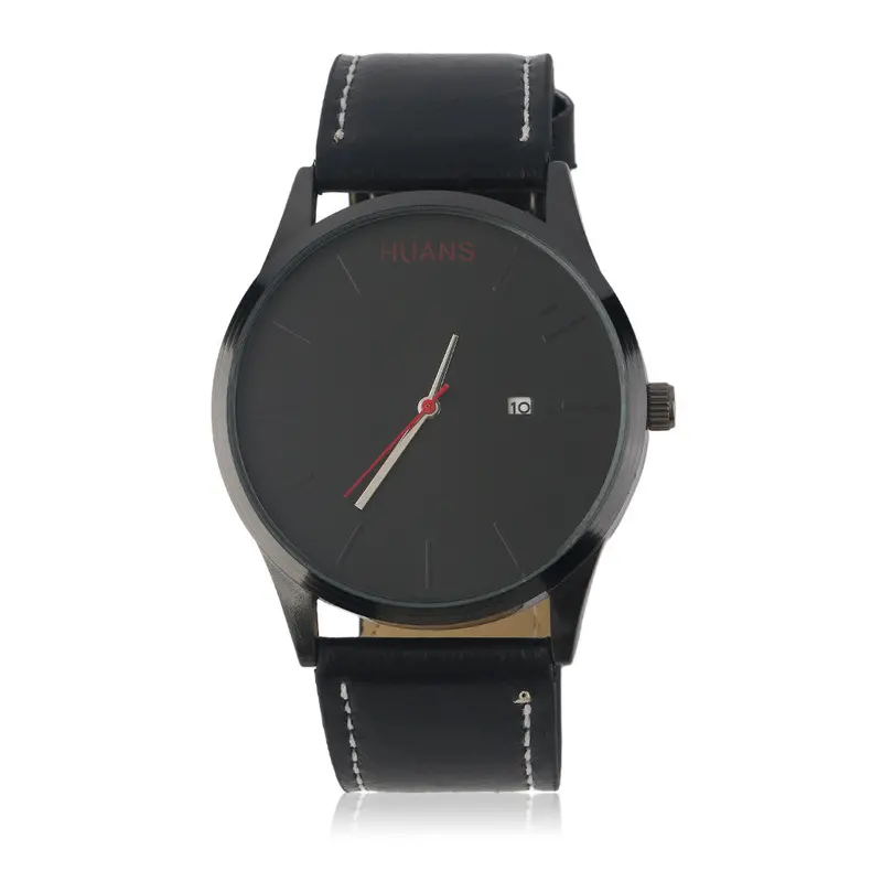 Luxuryleather Sport Simple Analog Display Military Quartz Wristwatches Calendar Relogio Masculino 1