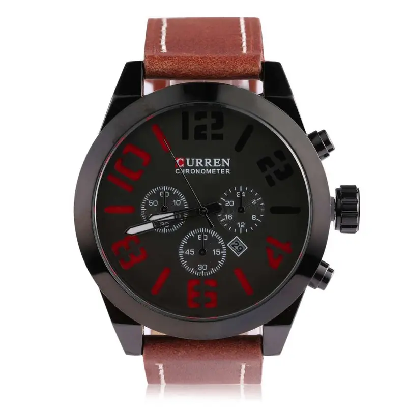 Luxurysports Quartz Watches Leather Band Waterproof With Calendar Wristwatches 3
