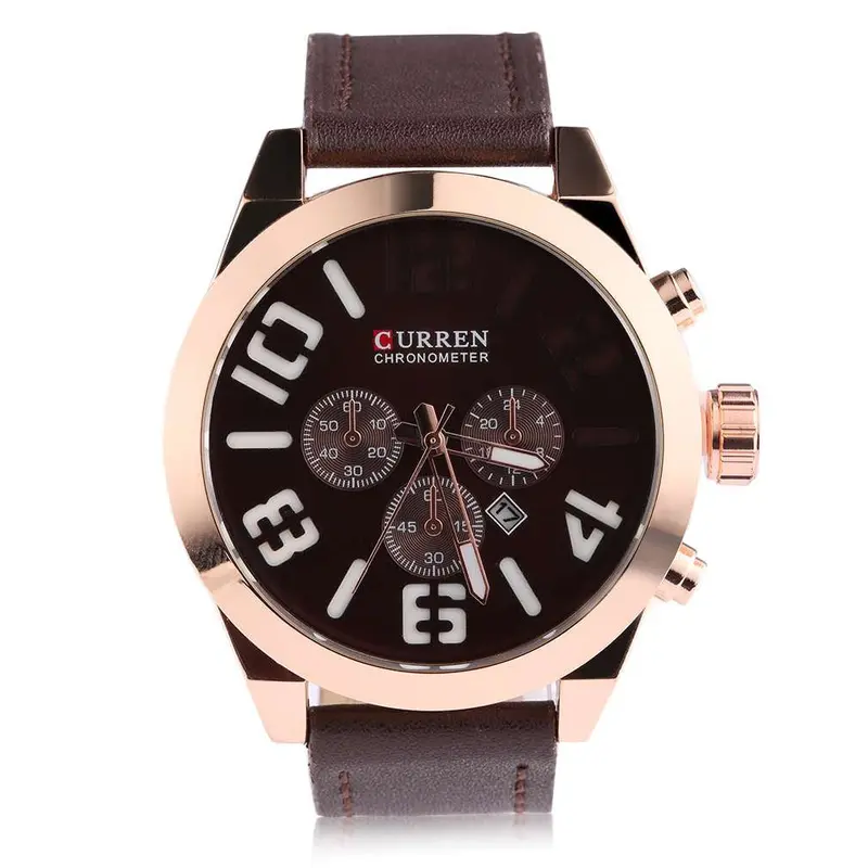 Luxurysports Quartz Watches Leather Band Waterproof With Calendar Wristwatches 5