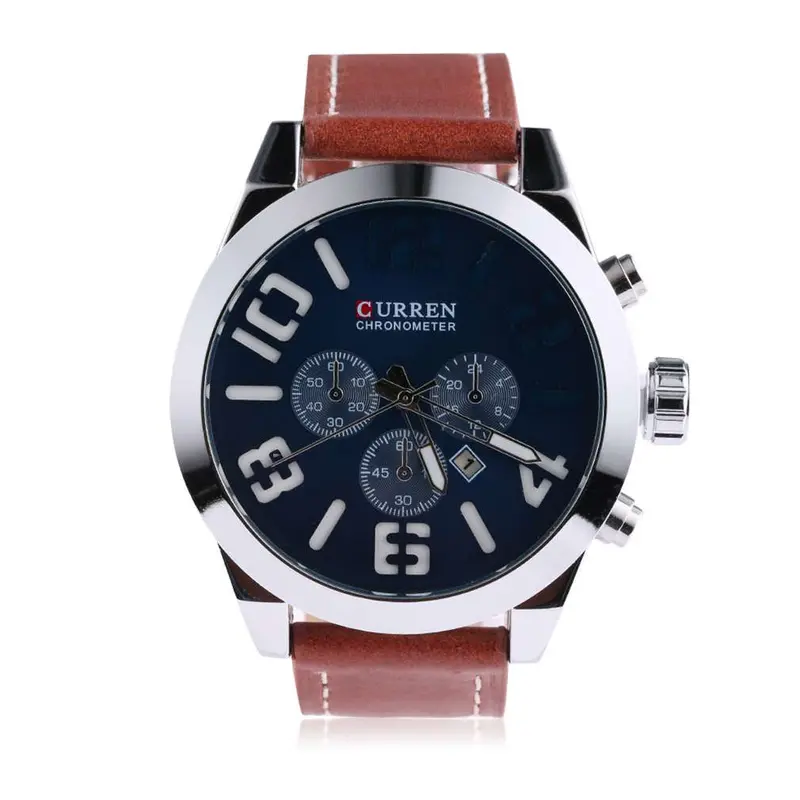 Luxurysports Quartz Watches Leather Band Waterproof With Calendar Wristwatches 6
