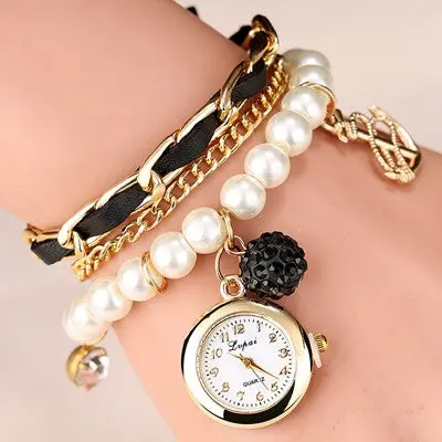 Lvpai Luxury Watches Women Pearl Bracelet Watch Dress Electronic Quartz Clock Hour Relogio Gift 1