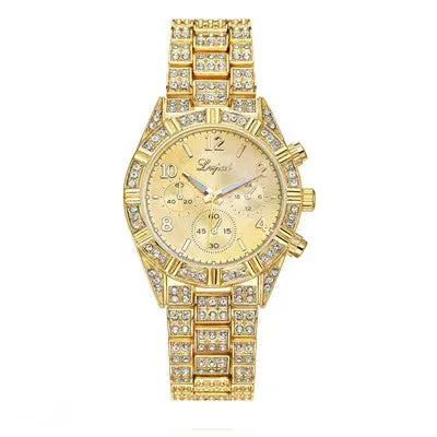 Lvpai Watches Women Luxury Crystal Women Gold Bracelet Quartz Wristwatch Rhinestone Clock Gift Watches 1