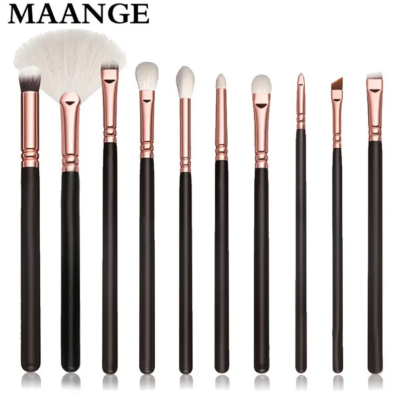 Maange 10 Pcs Eye Makeup Brushes Eyeshadow Blending Brush Powder Foundation Wood Rose Gold Ovale Make Up Brush Pinceaux Kit 2