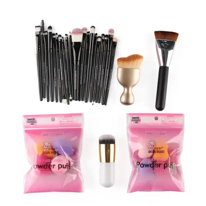 Maange Professional Cosmetics 20Pc Makeup Brushes +8Pc Sponge Puff+ Contour Brush+ Powder Foundation Make Up Brush 1