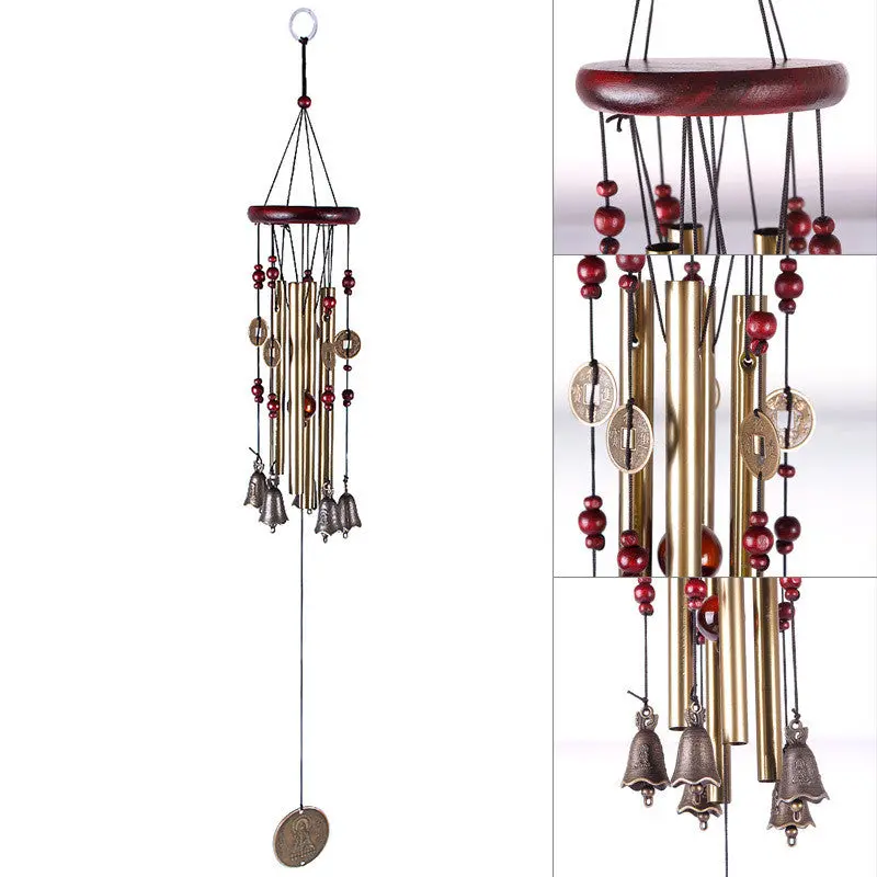 Magic 4 Tubes 5 Bells Copper Yard Garden Outdoor Living Wind Chimes 65Cm 69213 1