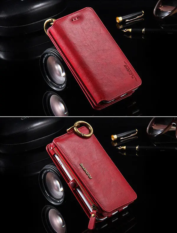 Magnetic Flip Wallet Case – Removable Leather Cover with Card Storage for iPhone 6/6S/7 Plus