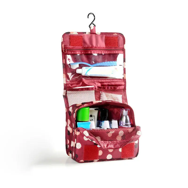 Make Up Cosmetic Bag Case Women Makeup Bag Hanging Toiletries Travel Kit Jewelry Organizer Cosmetic Case Floral Printed 1
