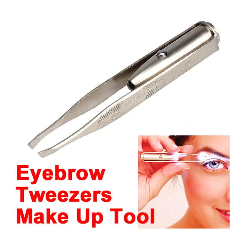 Make Up Tool Led Light Eyelash Eyebrow Hair Removal Tweezer Stainless Steel 1