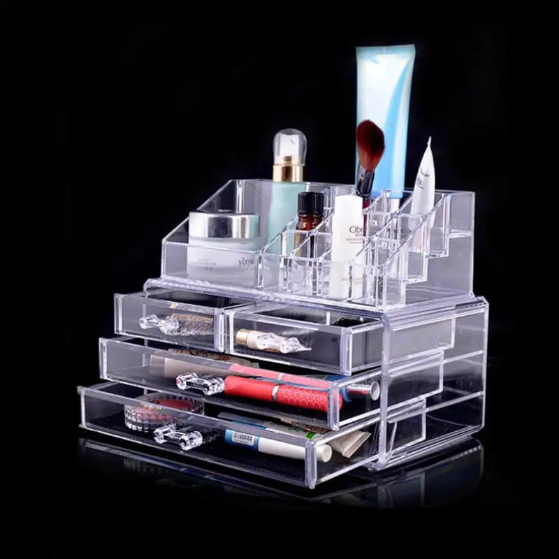 Makeup Cosmetics Jewelry Organizer Clear 3 Drawers Lipstick Box Storage 1