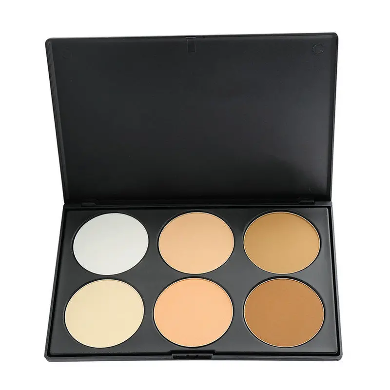 Makeup Face Pressed Powder Foundation 6 Colors Grooming Highlight And Contour Shadow Powder Palette 1