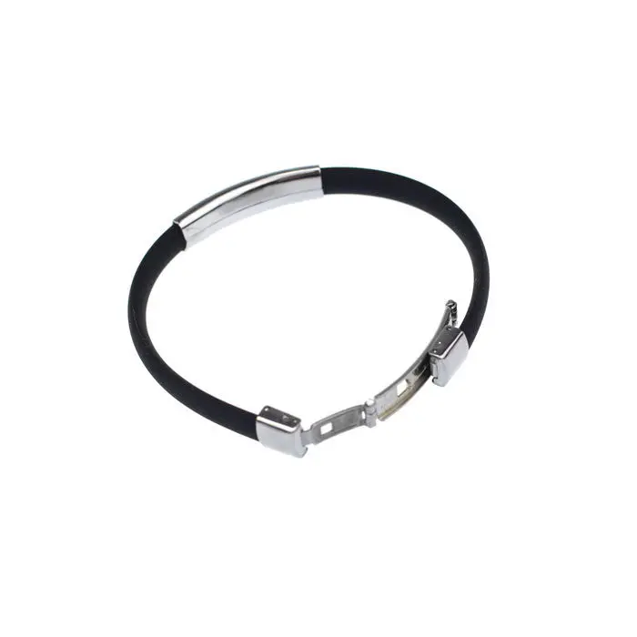 Man Stainless Steel Cuff Silicone Mens Bangles Hs Vintage Bracelet Goforward 1