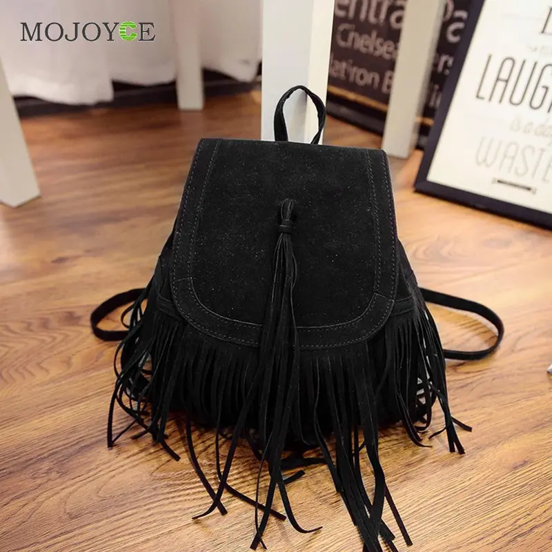Matte Leather Tassel Backpack Women School Bags For Teenagers Backpacks For Teenage Girls Leather Backpack Mochila Feminina 1