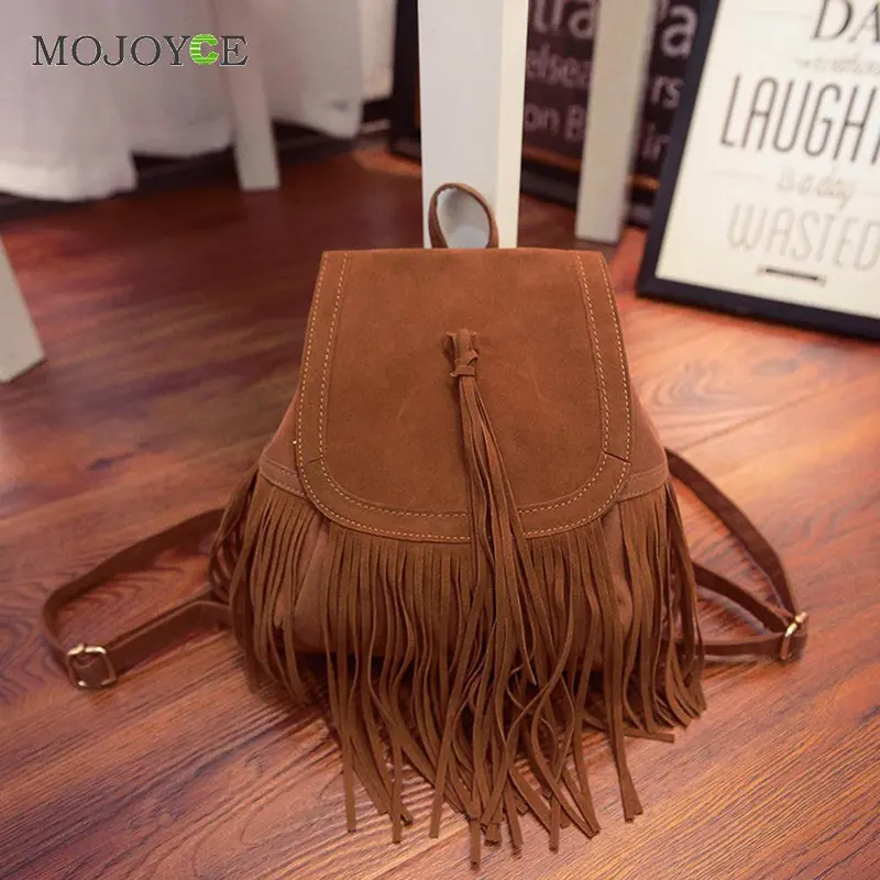 Matte Leather Tassel Backpack Women School Bags For Teenagers Backpacks For Teenage Girls Leather Backpack Mochila Feminina 2