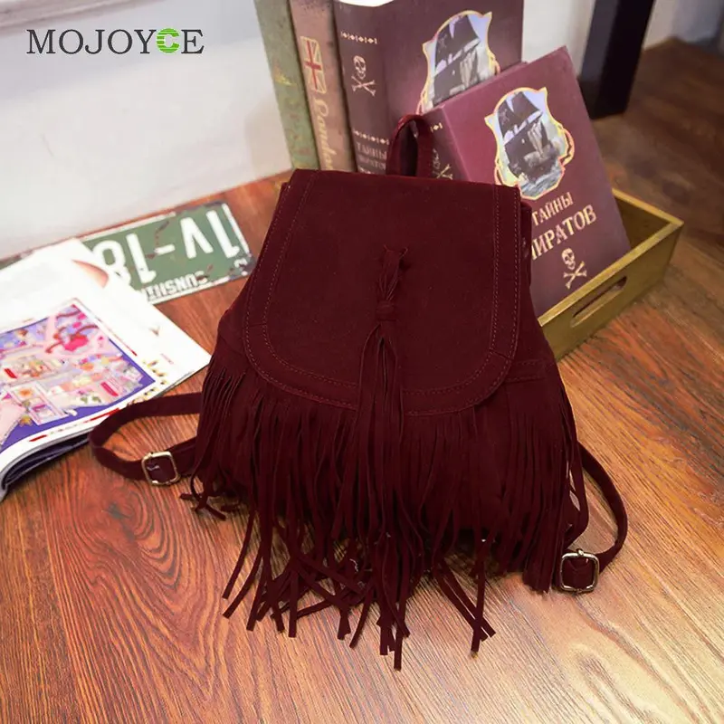 Matte Leather Tassel Backpack Women School Bags For Teenagers Backpacks For Teenage Girls Leather Backpack Mochila Feminina 3