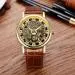 Mechanical Watch Men Top Luxury Military Army Pu Leather Relogio Masculino Doublesided Hollow Business Clock 1