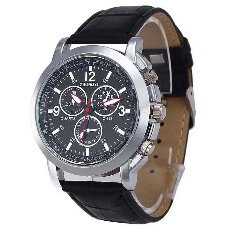Mechanical Watch Men Top Luxury Military Army Relogio Masculino Faux Leather Business Simple Date Clock 2