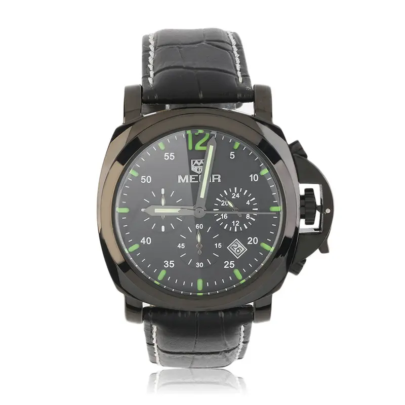Megir Famous Luxury Businesswatch Leather Strap Quartz Wristwatch Date Display Relogio Masculino 1