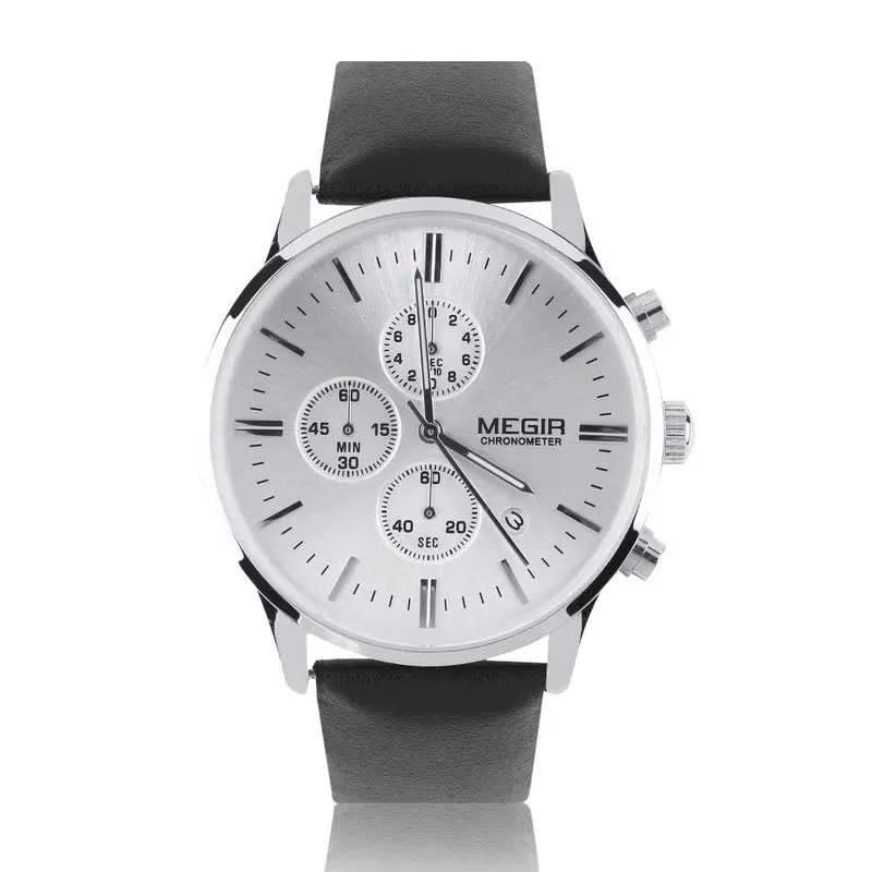 Megir Ml2011 Luxuryleather Band Watch Quartz Analog Date Wristwatch 1