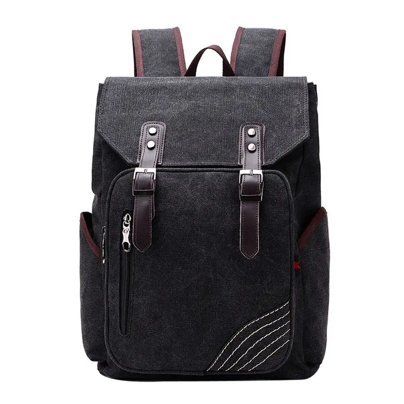 Men Backpack Large Capacity Zipper Solid Color Men's Travel Bags Canvas Bag Mochila Bolsa School Bags 1