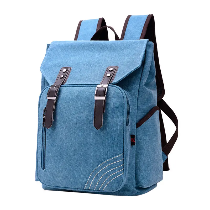 Men Backpack Large Capacity Zipper Solid Color Men's Travel Bags Canvas Bag Mochila Bolsa School Bags 2