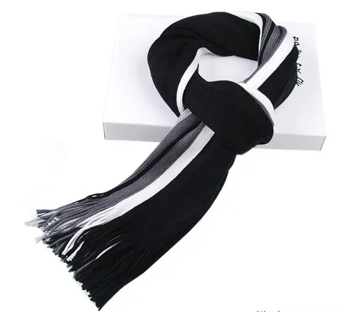 Men Boys Scarves Casual Warm Stripe Print Knitting Man Leisure Scarf Shawls Outdoor Wraps 1