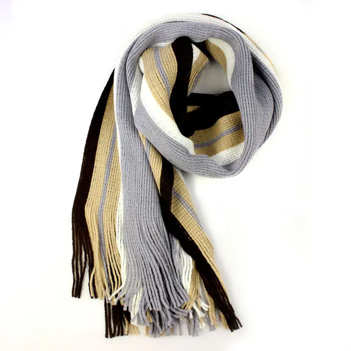 Men Boys Scarves Casual Warm Stripe Print Knitting Man Leisure Scarf Shawls Outdoor Wraps 3